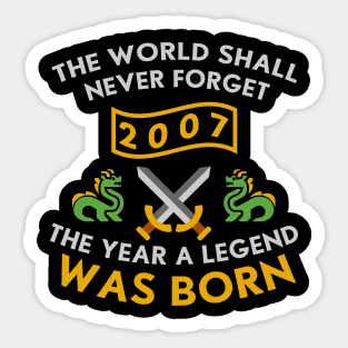 2007 The Year A Legend Was Born Dragons and Swords Design (Light) Sticker